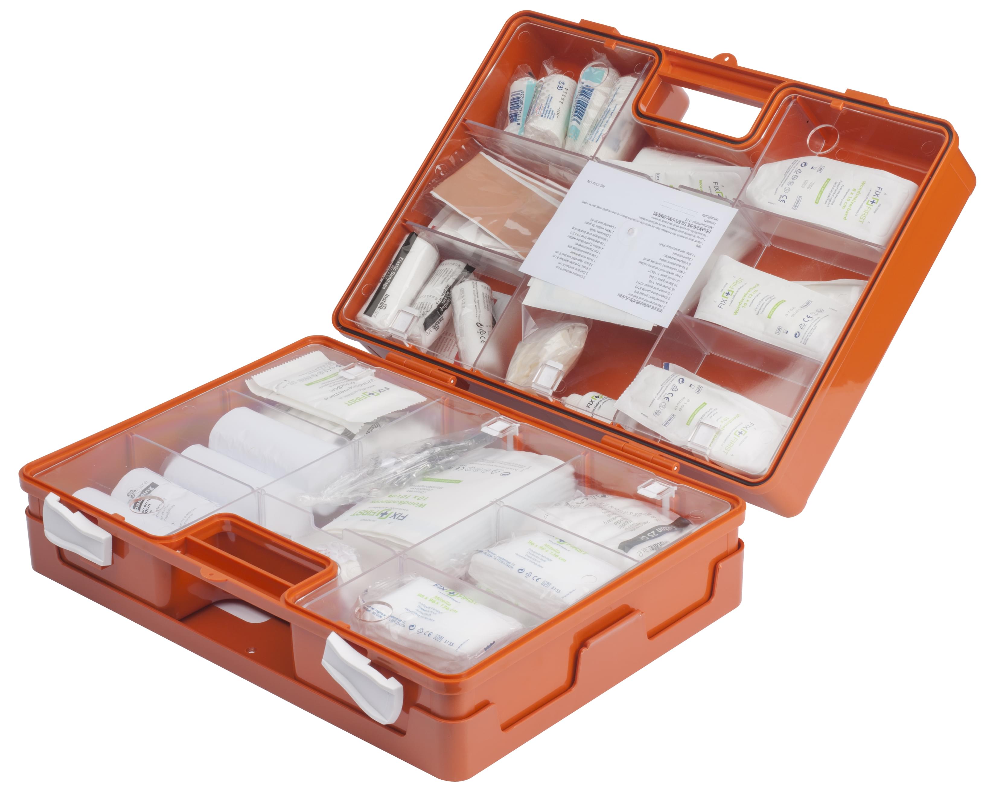 bhv EHBO-koffer type A3 voor 10 personen eerste hulp verbandtrommel verbanddoos koffer verbandkoffer ophang op hangen systeem norm